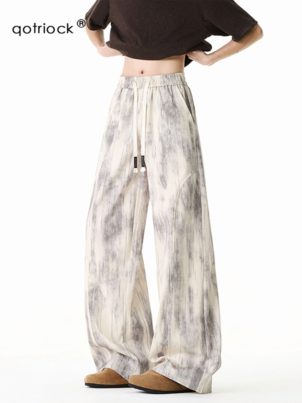 American-style high-street tie-dye cargo pants for men and women, summer thin deconstructed casual pants, loose-fitting wide-leg trousers for teenagers