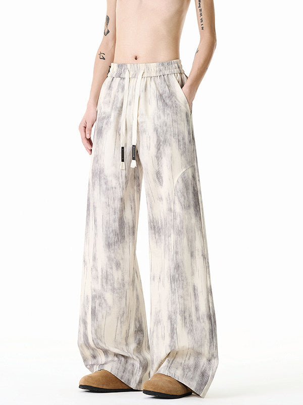 American-style high-street tie-dye cargo pants for men and women, summer thin deconstructed casual pants, loose-fitting wide-leg trousers for teenagers