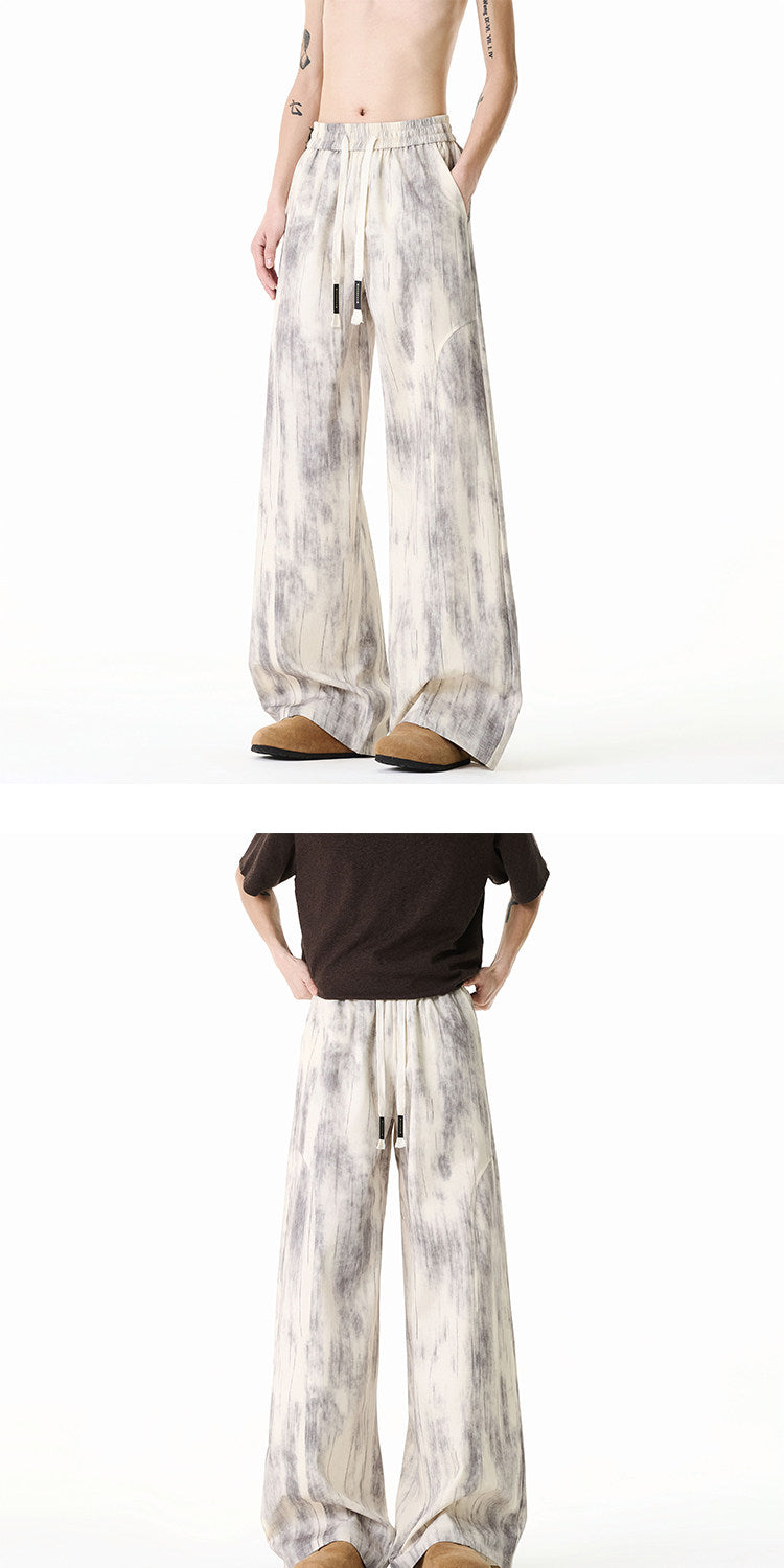 American-style high-street tie-dye cargo pants for men and women, summer thin deconstructed casual pants, loose-fitting wide-leg trousers for teenagers
