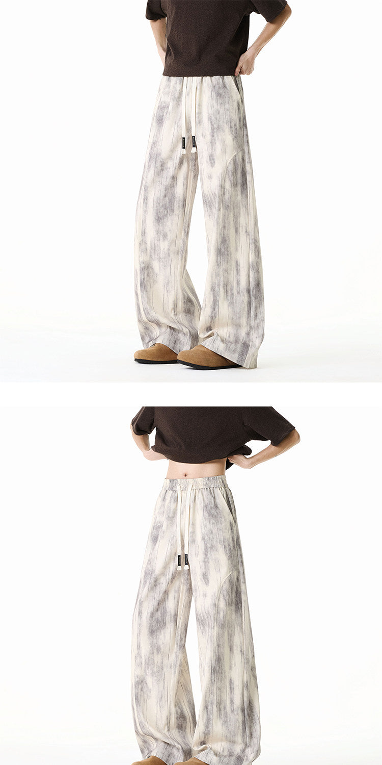 American-style high-street tie-dye cargo pants for men and women, summer thin deconstructed casual pants, loose-fitting wide-leg trousers for teenagers
