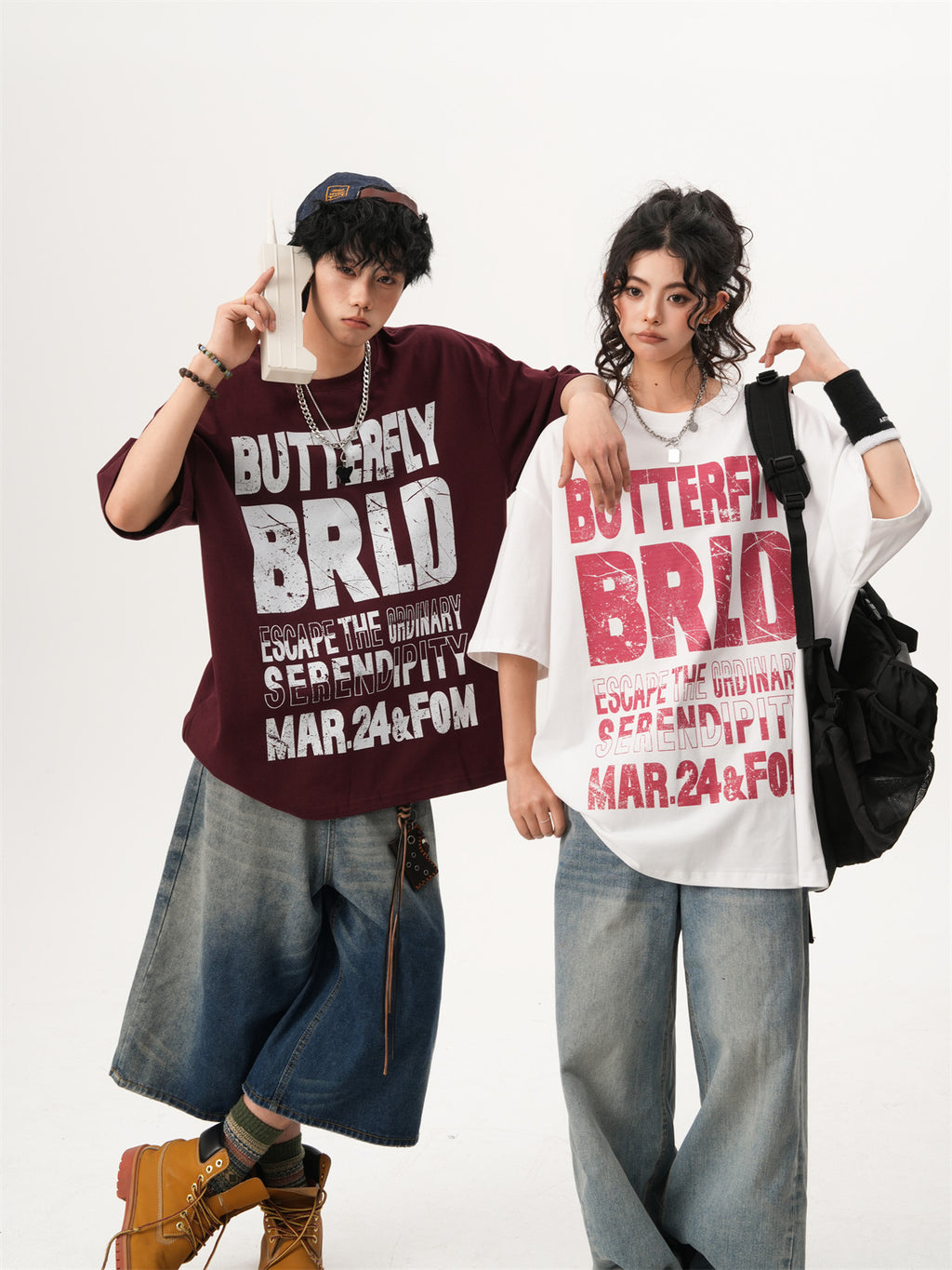 American-style distressed short-sleeved T-shirt, unisex summer trendy pure cotton sports T-shirt, heavyweight couple short-sleeved top.