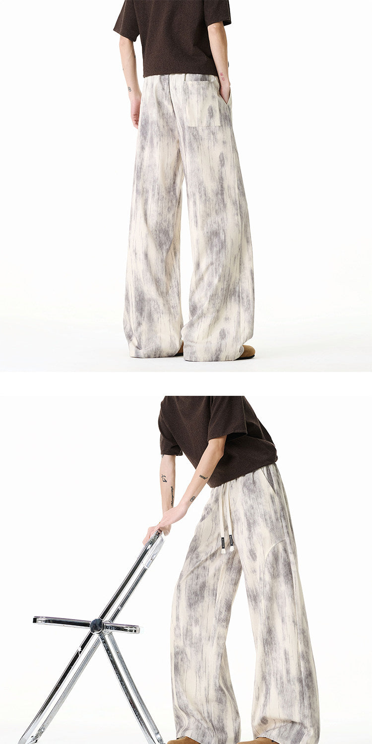 American-style high-street tie-dye cargo pants for men and women, summer thin deconstructed casual pants, loose-fitting wide-leg trousers for teenagers