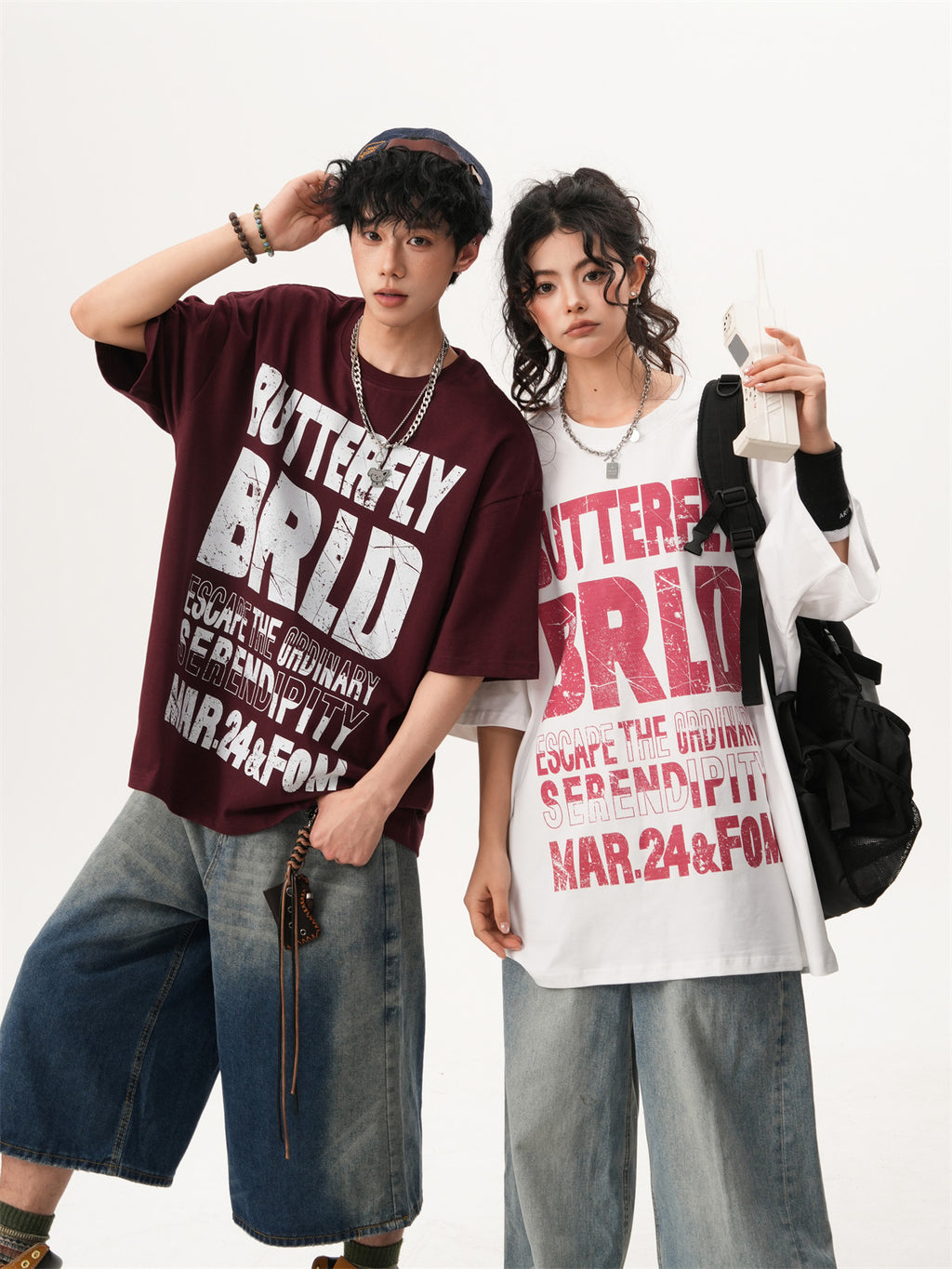 American-style distressed short-sleeved T-shirt, unisex summer trendy pure cotton sports T-shirt, heavyweight couple short-sleeved top.