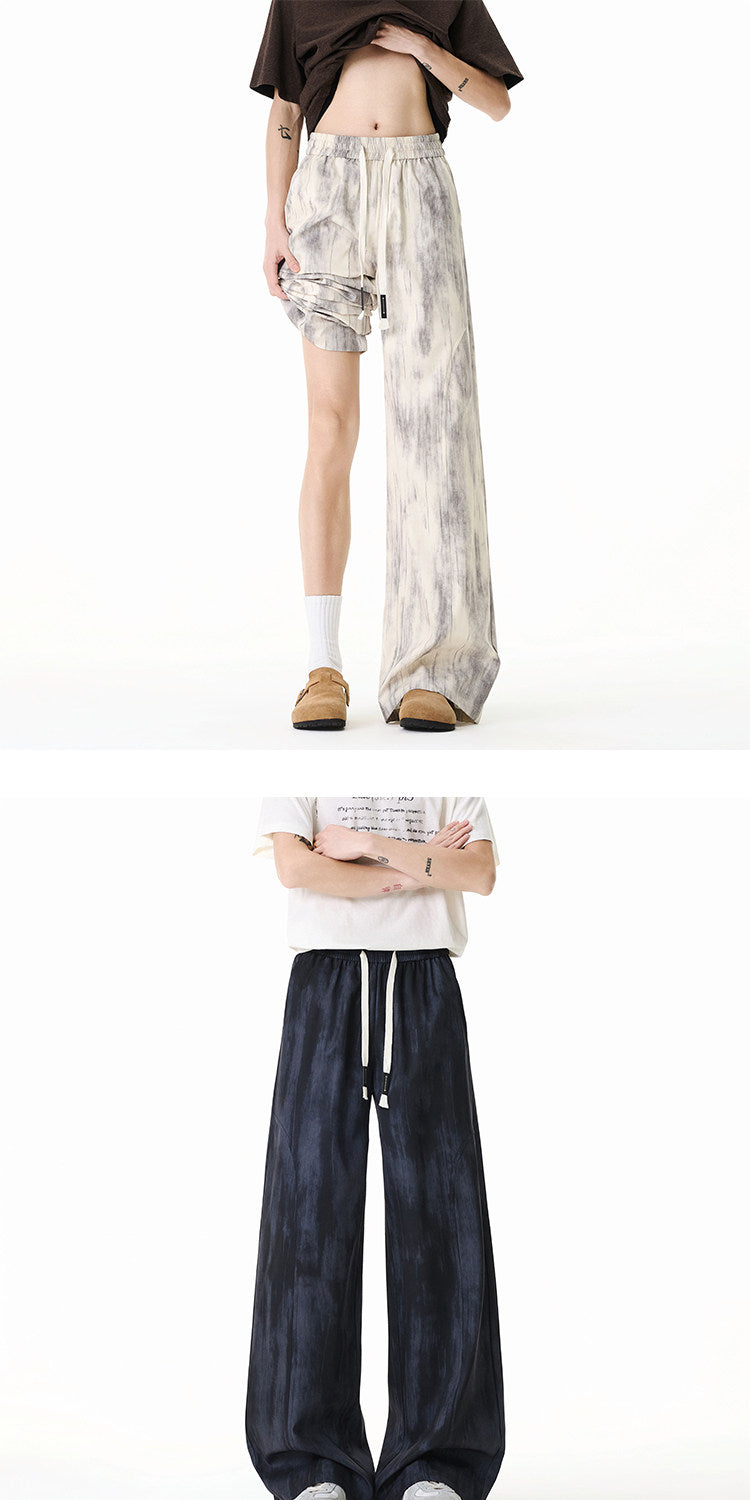 American-style high-street tie-dye cargo pants for men and women, summer thin deconstructed casual pants, loose-fitting wide-leg trousers for teenagers