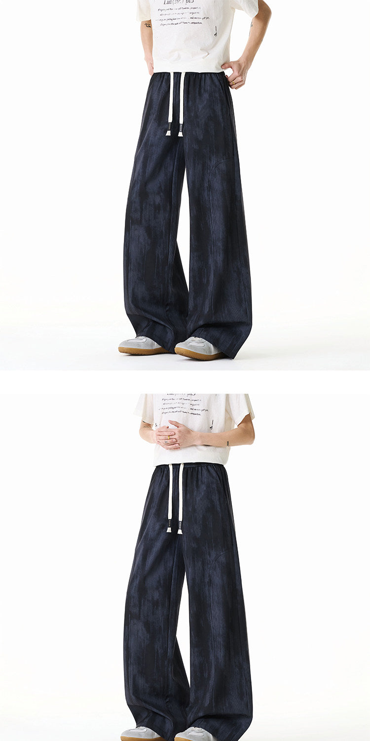 American-style high-street tie-dye cargo pants for men and women, summer thin deconstructed casual pants, loose-fitting wide-leg trousers for teenagers