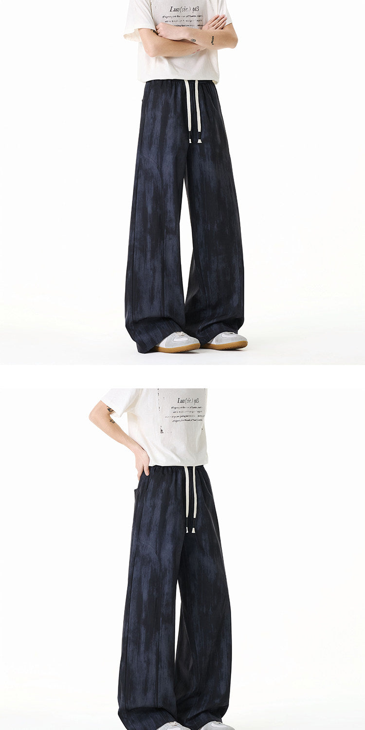 American-style high-street tie-dye cargo pants for men and women, summer thin deconstructed casual pants, loose-fitting wide-leg trousers for teenagers