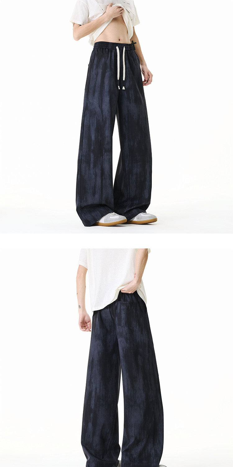 American-style high-street tie-dye cargo pants for men and women, summer thin deconstructed casual pants, loose-fitting wide-leg trousers for teenagers