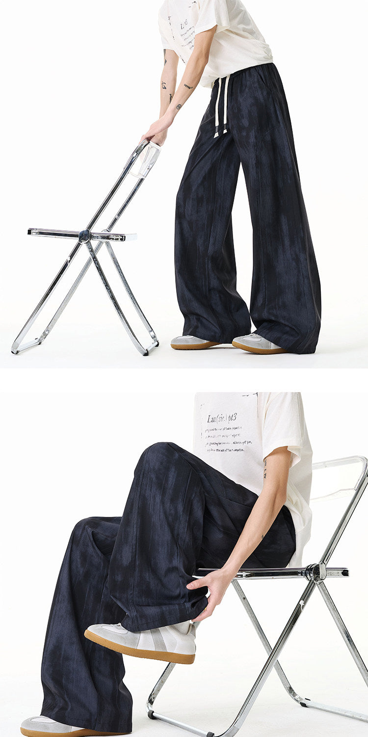 American-style high-street tie-dye cargo pants for men and women, summer thin deconstructed casual pants, loose-fitting wide-leg trousers for teenagers